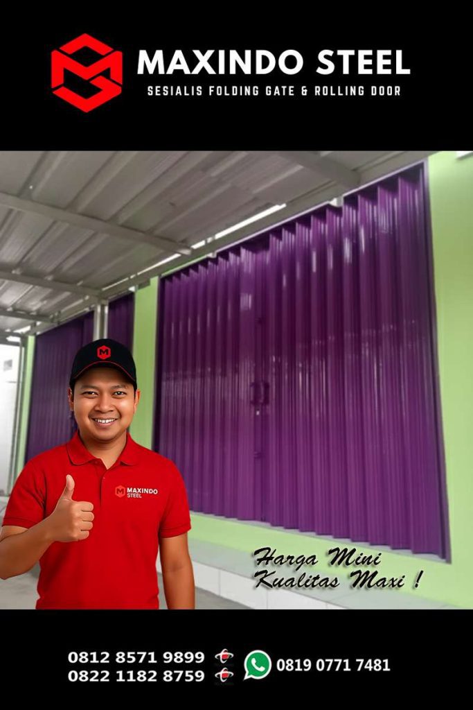 Folding Gate Bambu Apus Jakarta Timur warna ungu dari Maxindo Steel