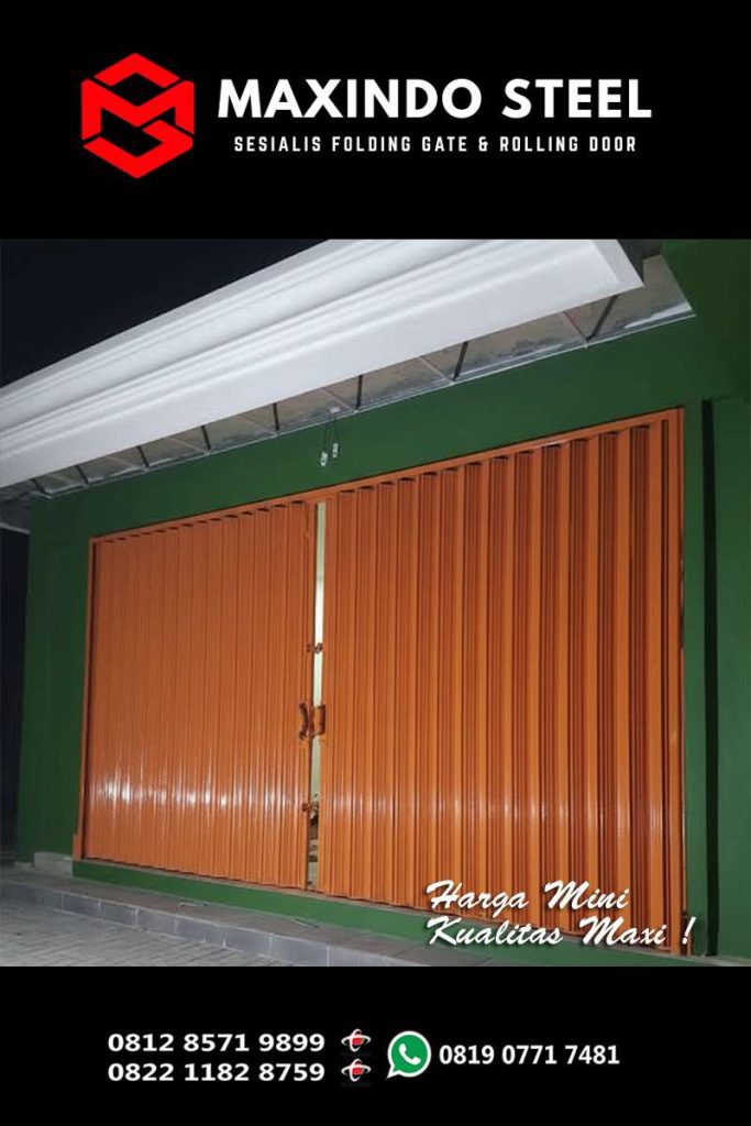 Folding Gate Cipayung Jakarta Timur warna orange untuk ruko dan garasi