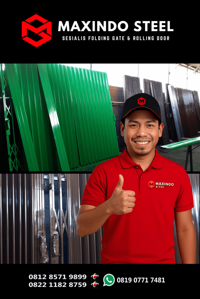 Tim Maxindo Steel siap melayani pemasangan folding gate berkualitas di Jakarta Pusat dan sekitarnya.