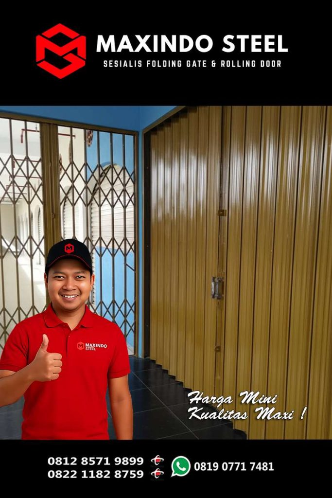 Jasa pasang folding gate Kemayoran oleh Maxindo Steel dengan bahan galvalum tebal dan rangka ekonomis