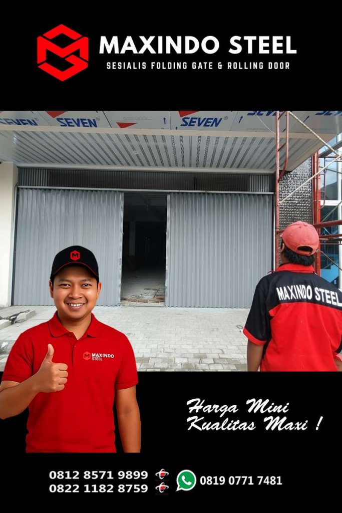 Folding Gate Penjaringan Jakarta Utara warna abu-abu muda untuk bangunan komersial