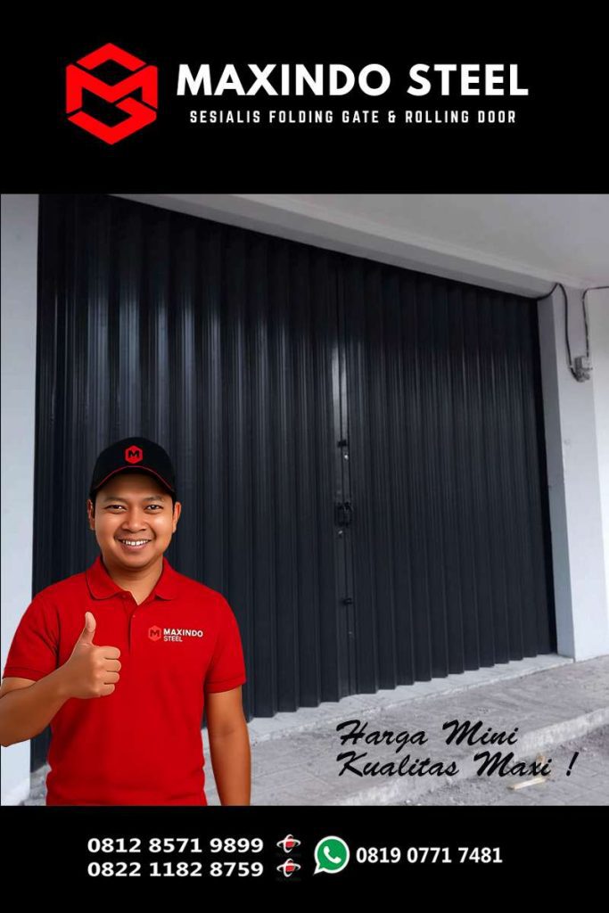 Folding Gate Penjaringan Jakarta Utara warna hitam untuk ruko atau garasi dengan bahan galvalum