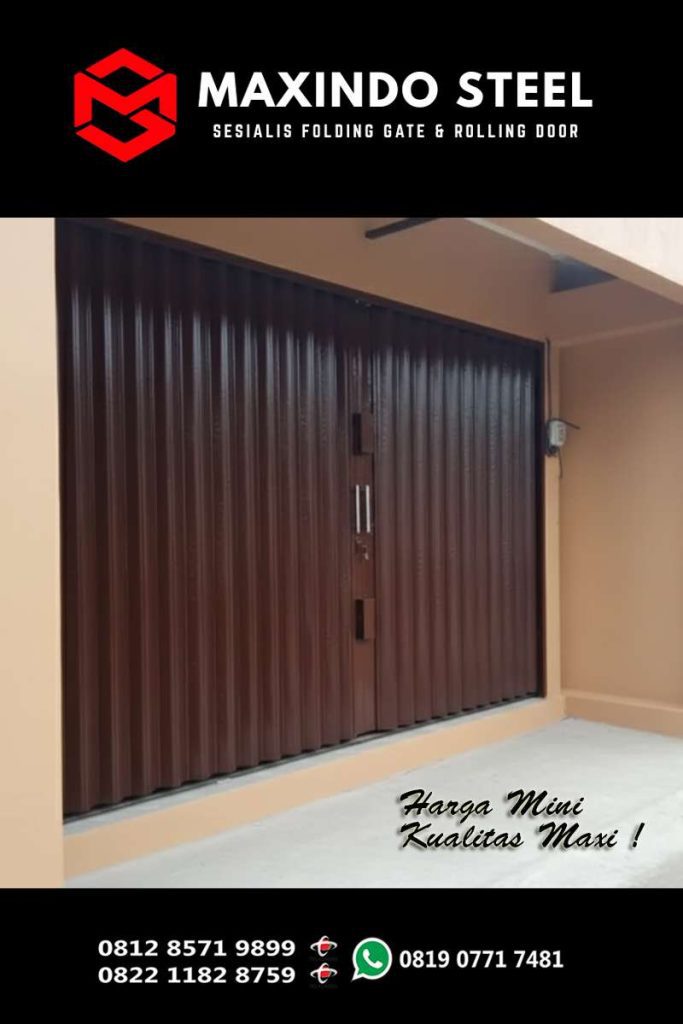 Folding Gate Setu Jakarta Timur warna coklat tua untuk garasi rumah