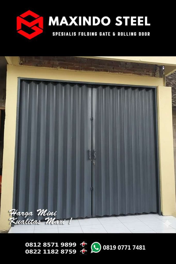 Pemasangan folding gate abu-abu ekonomis di Cipinang Muara Jatinegara