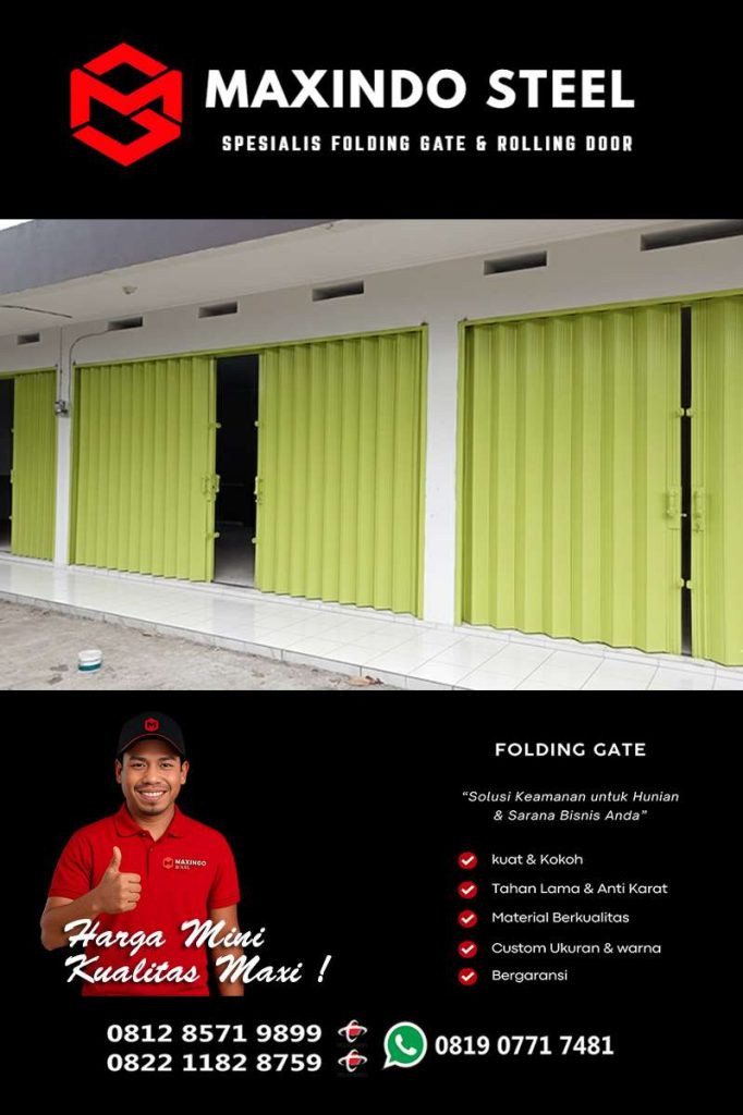 Folding Gate Balekambang warna hijau muda untuk kios dan ruko