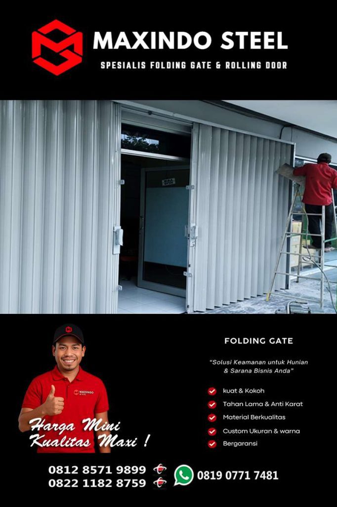 Folding Gate Cililitan warna putih abu untuk bangunan komersial