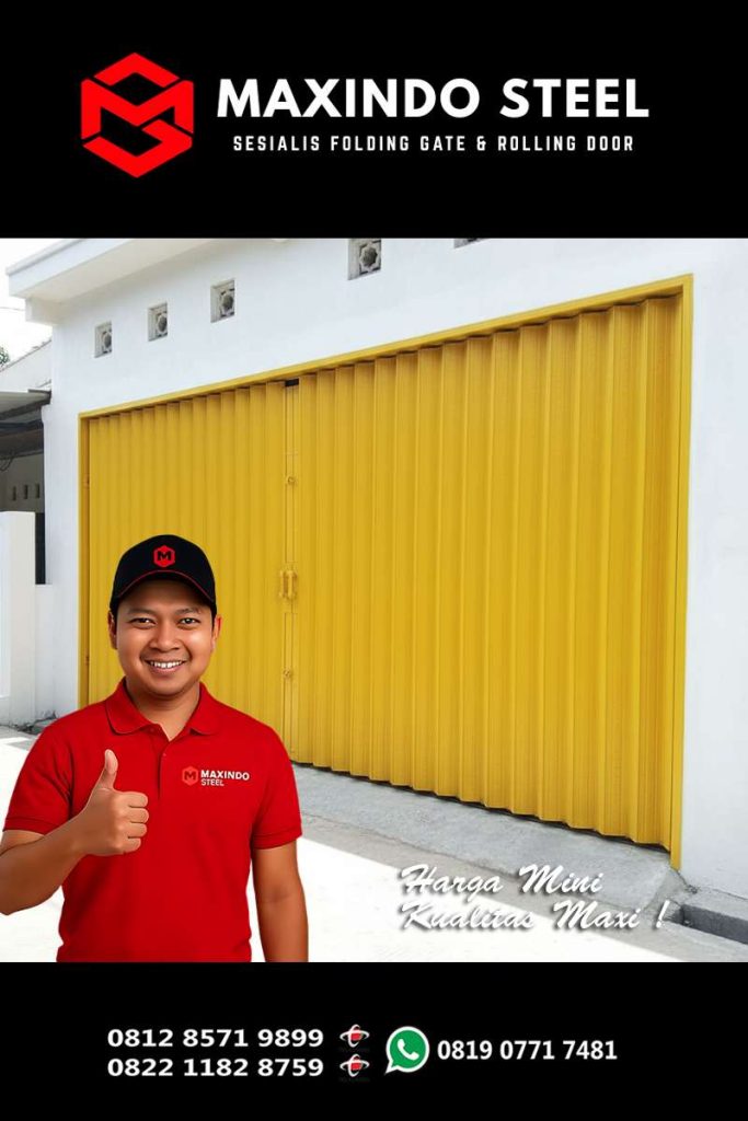 Folding Gate Ciracas Jakarta Timur warna kuning dari Maxindo Steel