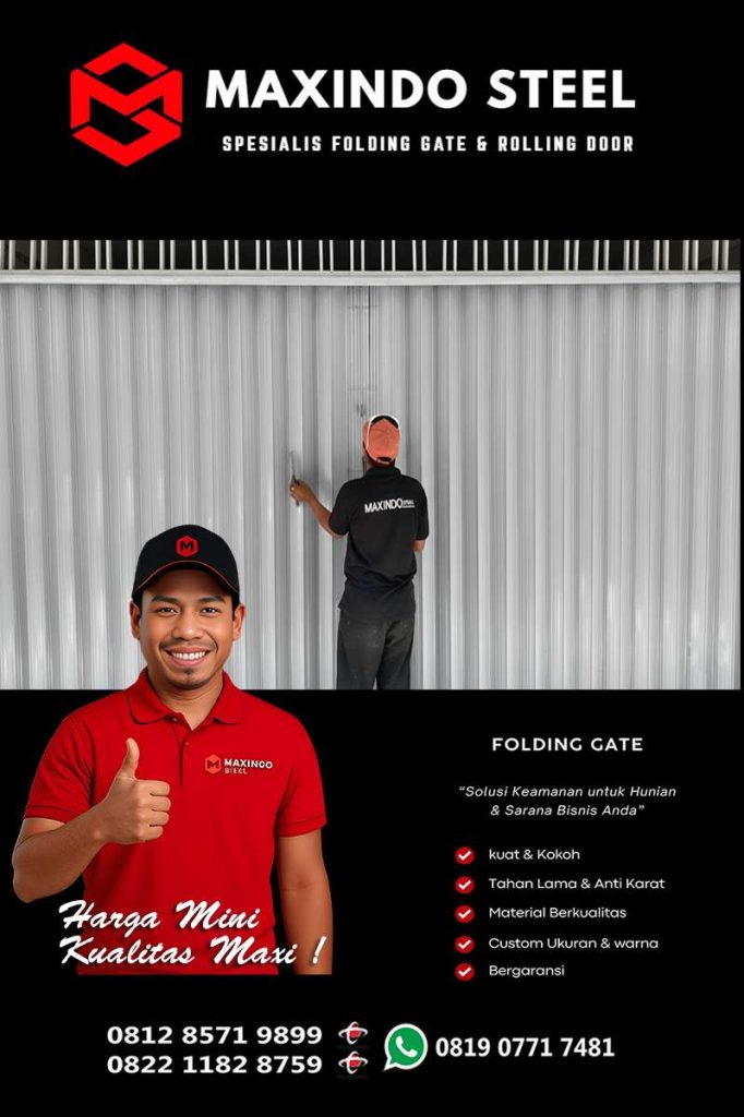 Folding Gate Dukuh warna putih dengan rangka extra super