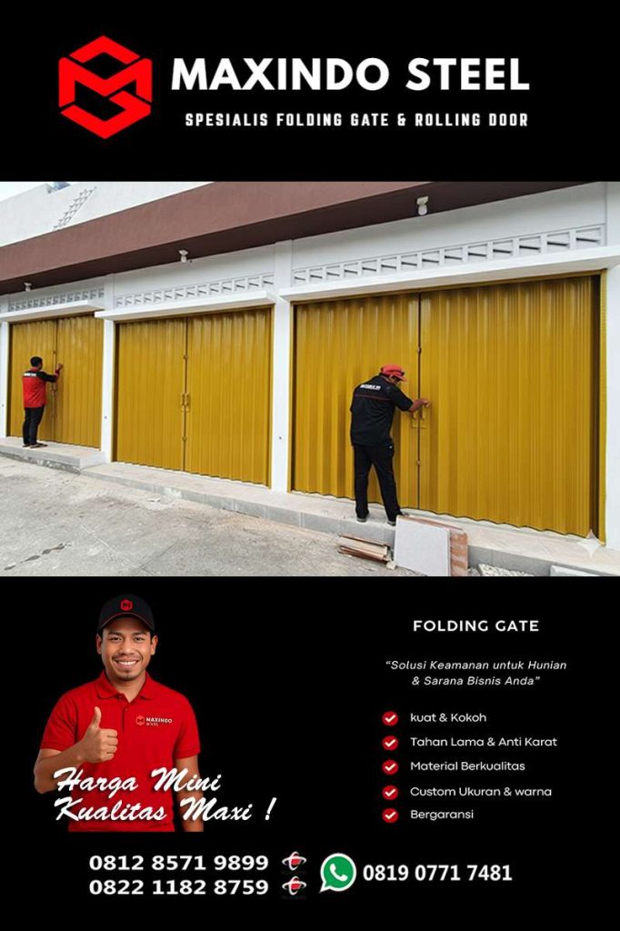 Folding Gate Galvalum Kuning Gold – Pemasangan Folding Gate Malaka Jaya