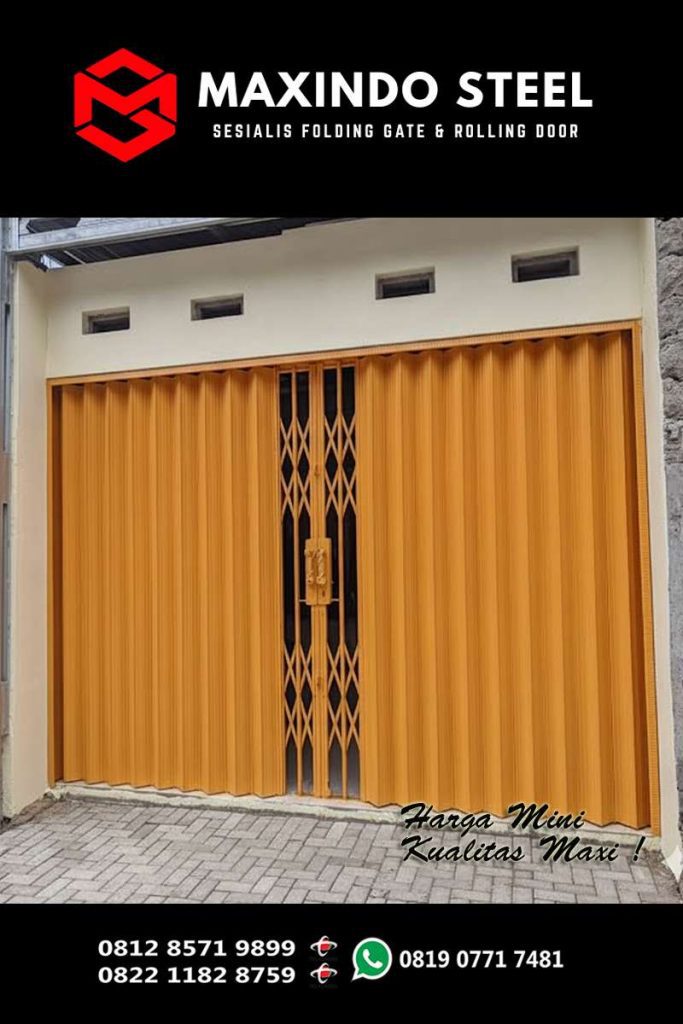 Folding Gate Susukan warna kuning emas model super